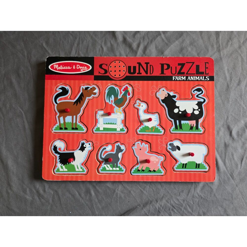 Melissa & Doug Farm Animals Wooden Sound Puzzle - Working sound-Activated